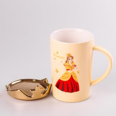 Чашка керамічна Princess 400мл з кришкою чашка з кришкою чашки для кави Жовтий