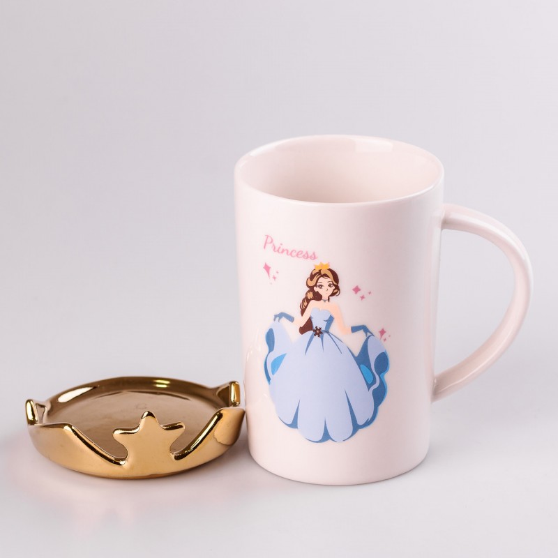 Чашка керамічна Princess 400мл з кришкою чашка з кришкою чашки для кави Білий