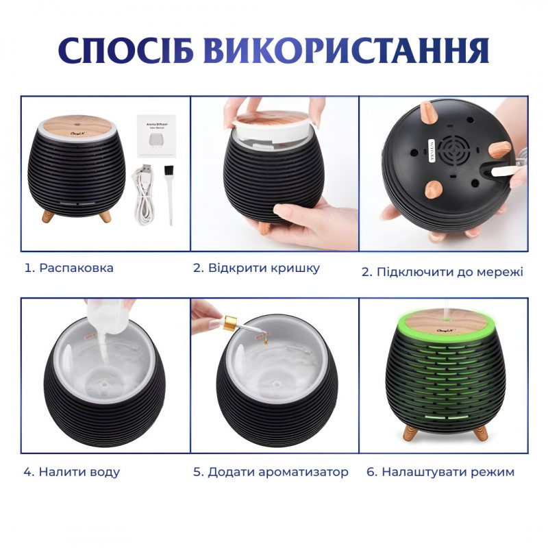 Зволожувач повітря Holdmay Aroma Diffuser 90ml міні зволожувач повітря зволожувачі повітря