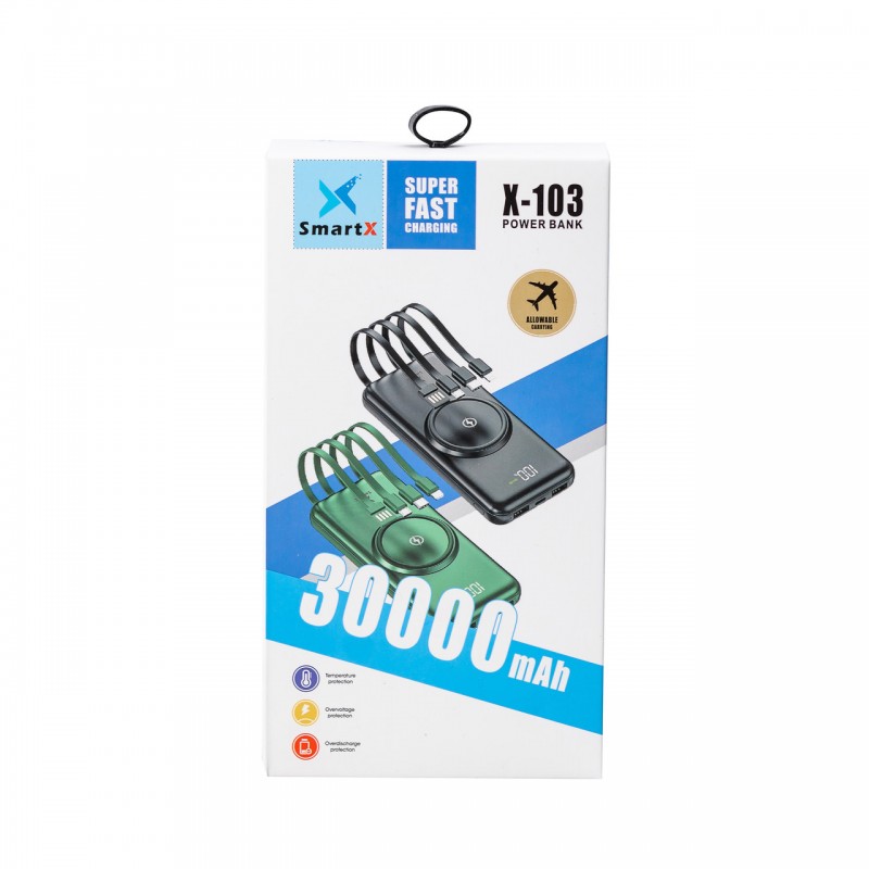 Повербанк з бездротовою зарядкою SmartX X-103 Fast Charging Power Bank 30000mAh зовнішній акумулятор