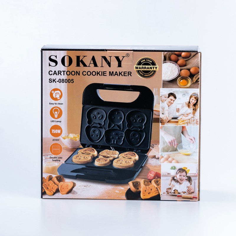 Мультипекар для оладок панкейків Sokany на 6 штук 750 Вт з формочками для дітей
