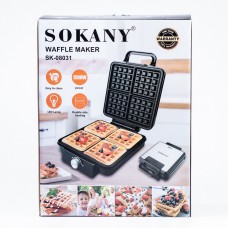 Електровафельниця для бельгійських вафель Sokany форма на 4 штуки 1500 Вт електро вафельниця для товстих вафель
