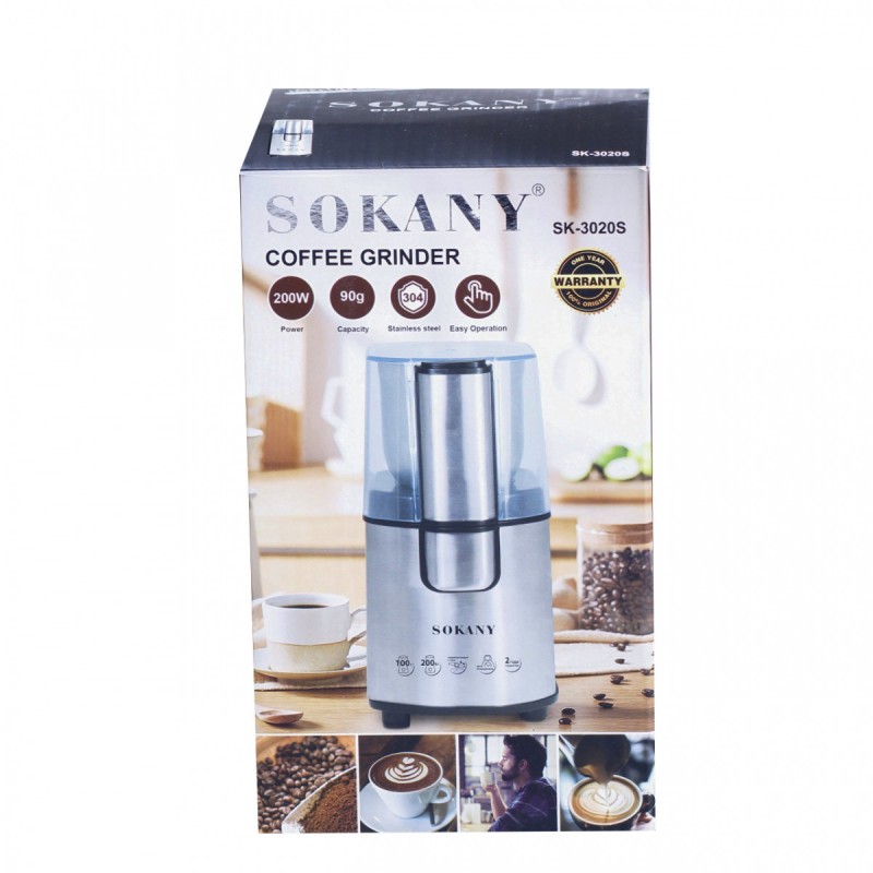 Кавомолка електрична Sokany SK-3020S Cofee Grinder 200W 90g кавоварка для дому