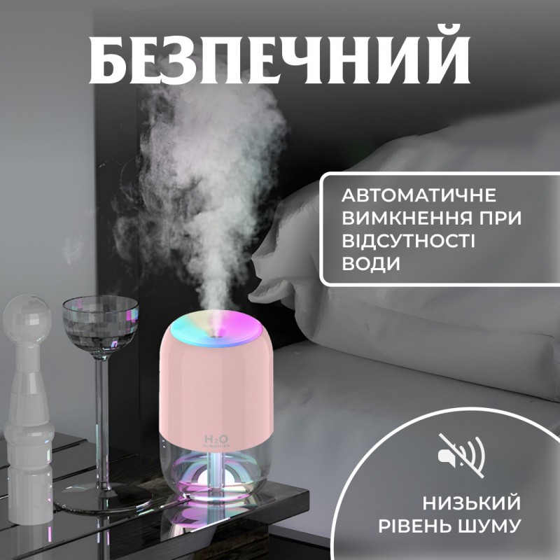 Зволожувач повітря H2O Colorfull Humidifier USB 200ml зволожувачі повітря Рожевий