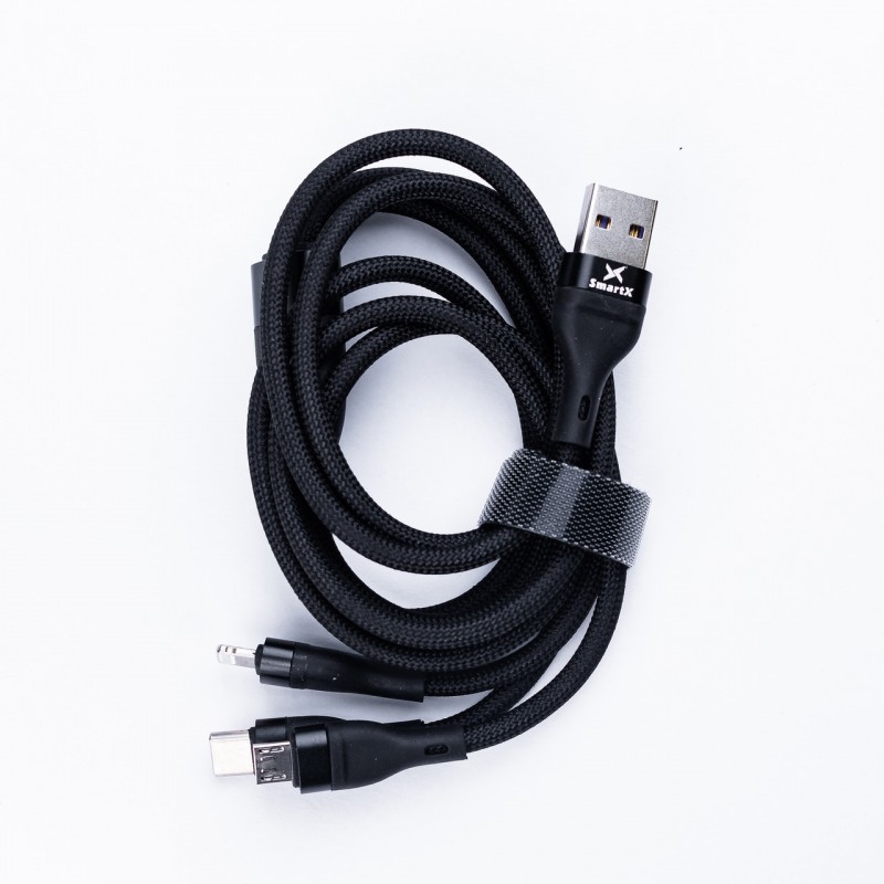 Кабель SmartX 3-in-1 Charging Data Cable USB-A to microUSB/USB-C/Lightning кабель для зарядки 3 в 1