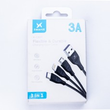 Кабель SmartX 3-in-1 Charging Data Cable USB-A to microUSB/USB-C/Lightning кабель для зарядки 3 в 1