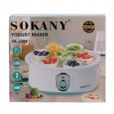 Електрична йогуртниця автоматична з таймером Sokany кухонна побутова 7 баночок по 180 мл