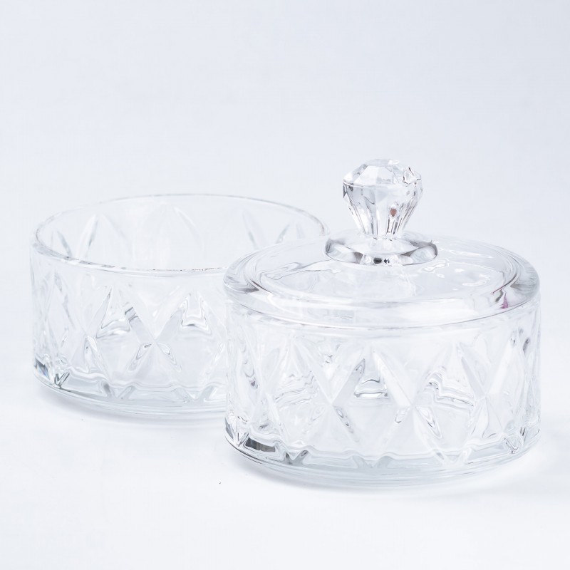 Цукерниця скляна 2 х 300 (мл) з кришкою двоярусна 145 (мм)