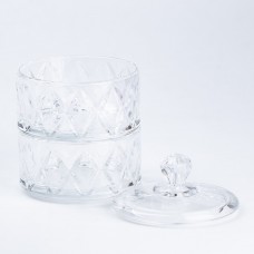 Цукерниця скляна 2 х 300 (мл) з кришкою двоярусна 145 (мм)
