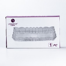 Тарілка прямокутна 28.5 × 16.5 (см) з товстого скла прозора