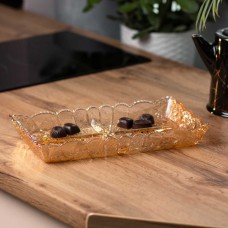 Блюдо для закусок 28.5 × 16.5 (см) на 4 секції прямокутна з товстого скла тарілка менажниця секційна