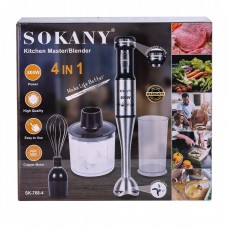Блендер 4 в 1 занурювальний ручний 2 літри Sokany потужний кухонний 300 Вт з насадками універсальний з чашею