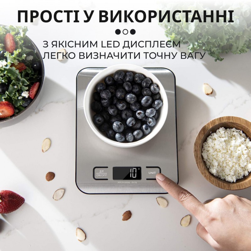 Кухонні ваги електронні 5 кг Sokany кулінарні на батарейках 2AAA точні домашні харчові для їжі