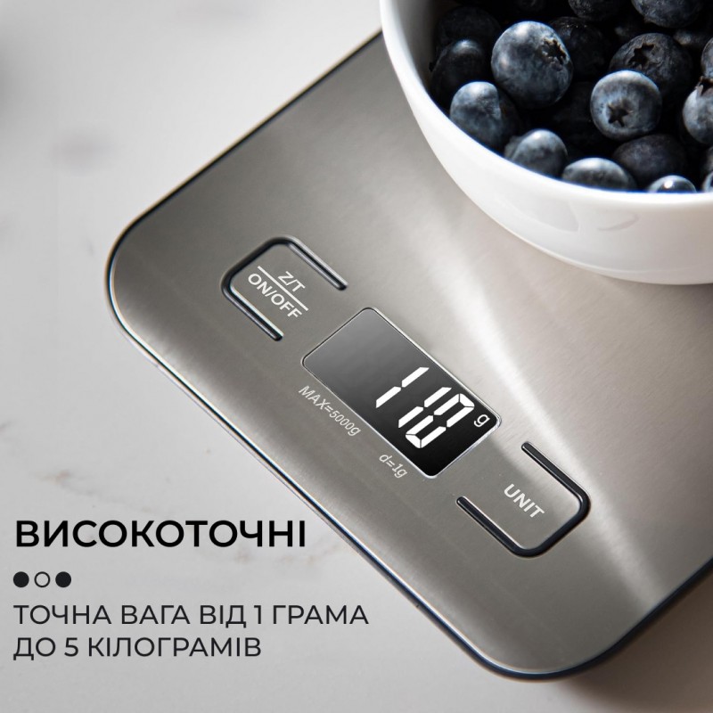 Кухонні ваги електронні 5 кг Sokany кулінарні на батарейках 2AAA точні домашні харчові для їжі
