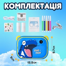 Фотоапарат дитячий камера миттєвого друку Динозавр Full HD