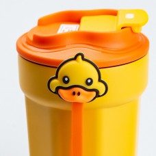 Термокухоль 450 (мл) з кришкою на засувці прикольна G. Duck дитячий кухоль термос Жовтий
