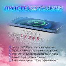 Портативна колонка з підсвічуванням з бездротовою зарядкою Big G Led Wireless Charging Speaker колонка для телефона