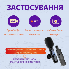 Мікрофон петличний для телефону бездротовий bluetooth петличка на одяг професійна