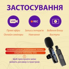 Мікрофон бездротовий петличний К9 Senxin 2шт в комплекті блютуз мікрофон