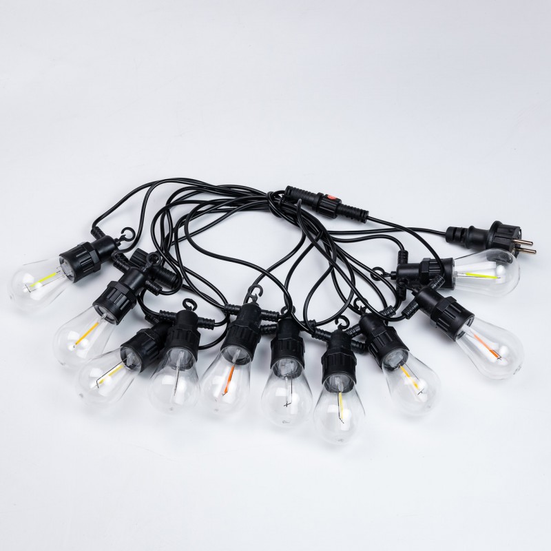 Гірлянда вулична в стилі ретро світлодіодна мультиколор S14 на 10 LED ламп довжиною 5 метрів