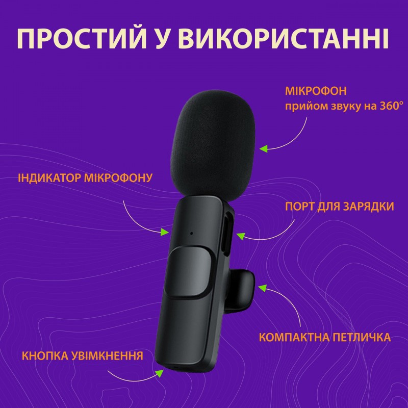 Мікрофон петличний бездротовий мікрофон bluetooth мікрофон петличка