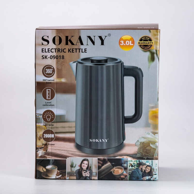 Електрочайник 3 літри Sokany чайник електричний