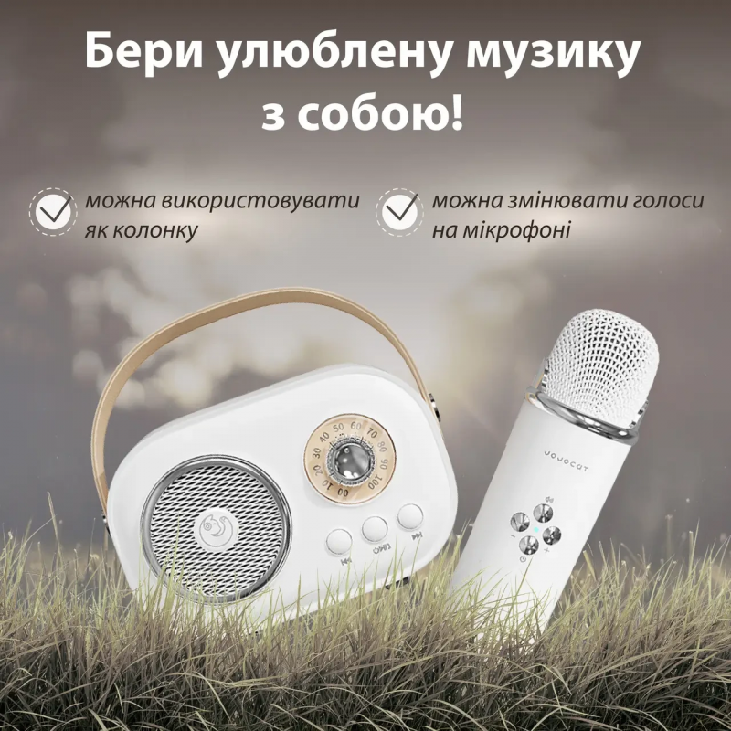 Колонка з мікрофоном блютуз акустика бездротова колонка для телефону Білий