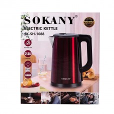 Електрочайник 2.5 літрів Sokany електричний чайник 1500 Вт Сталь
