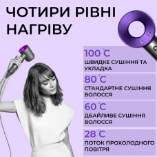 Фен стайлер для волосся Supersonic Premium Magic Hair 3 режими швидкості 4 температури Фіолетовий