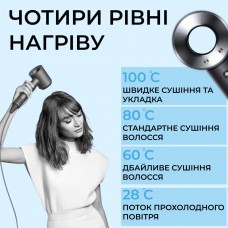 Фен стайлер для волосся Supersonic Premium Magic Hair 3 режими швидкості 4 температури Сірий