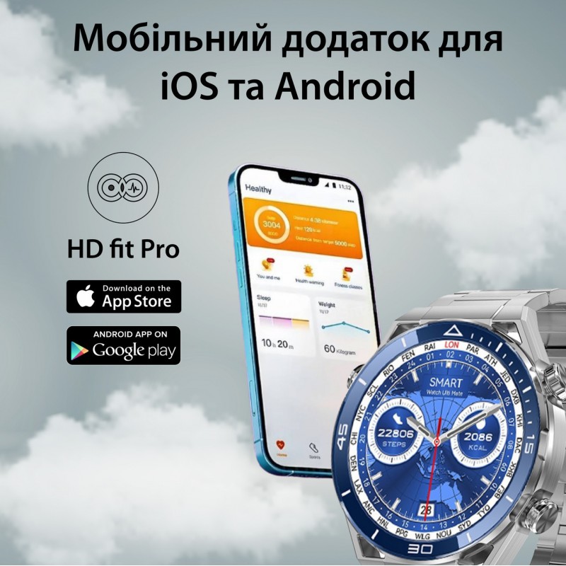 Смарт годинник чоловічі водонепроникні розумні годинники з nfc годинник для вимірювання тиску Сірий