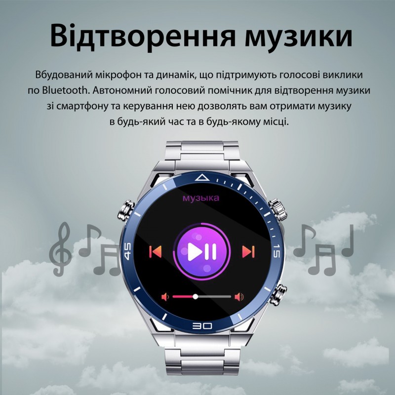 Смарт годинник чоловічі водонепроникні розумні годинники з nfc годинник для вимірювання тиску Сірий