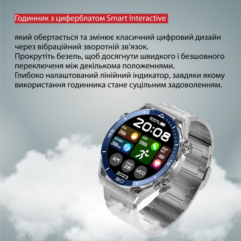Смарт годинник чоловічі водонепроникні розумні годинники з nfc годинник для вимірювання тиску Сірий