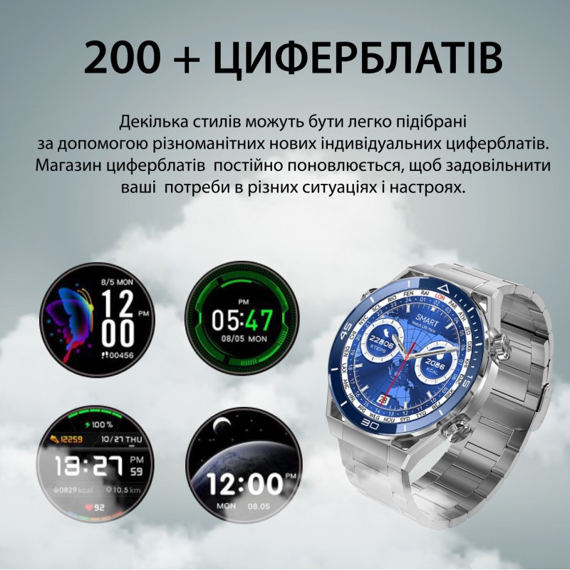 Смарт годинник чоловічі водонепроникні розумні годинники з nfc годинник для вимірювання тиску Сірий