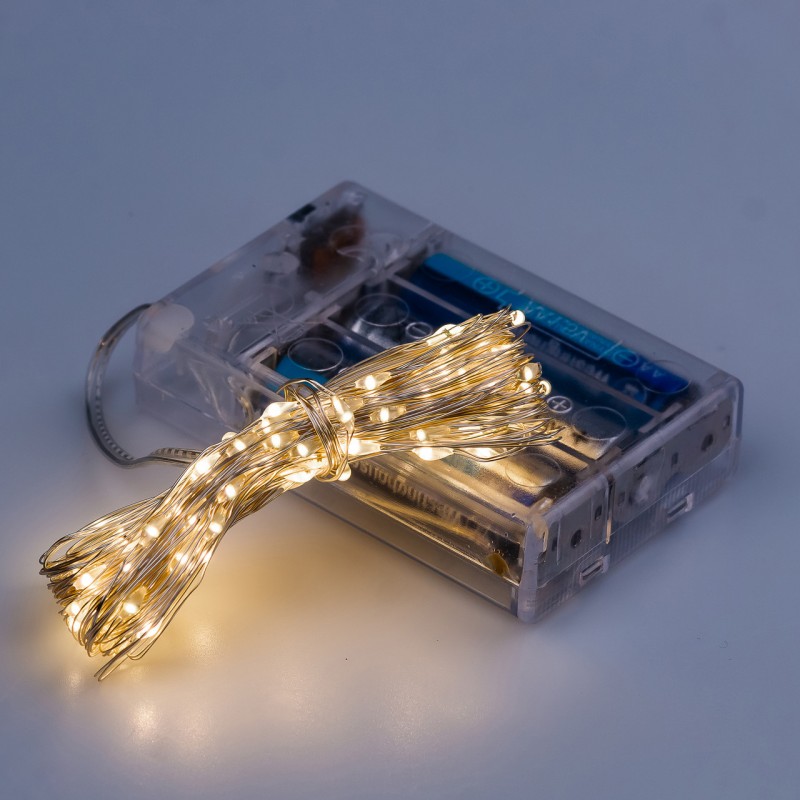 Гірлянда світлодіодна на батарейках GarlandoPro 100LED 10 метрів мідний дріт світлодіодна гірлянда Жовтий