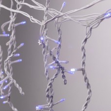 Гірлянда вулична світлодіодна 200 LED 12 метрів білий дріт бахрома 55 ниток Синій