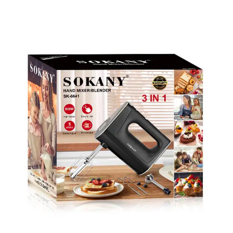 Міксер ручний Sokany SK-6641 Hand Mixer Blender 800W блендер міксер