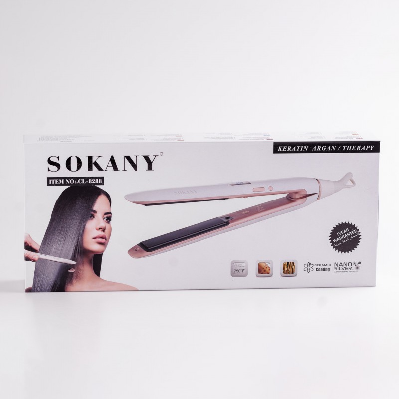 Випрямляч для волосся до 230 градусів Sokany щипці для випрямлення волосся з дисплеєм Білий