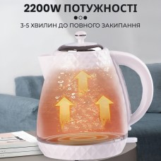 Чайник електричний 1.7 літра Sokany електрочайник 2200 Вт електро чайник дисковий безшумний економічний Білий