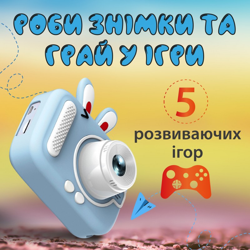 Фотоапарат дитячий міні акумуляторний з USB, цифрова фотокамера Блакитний