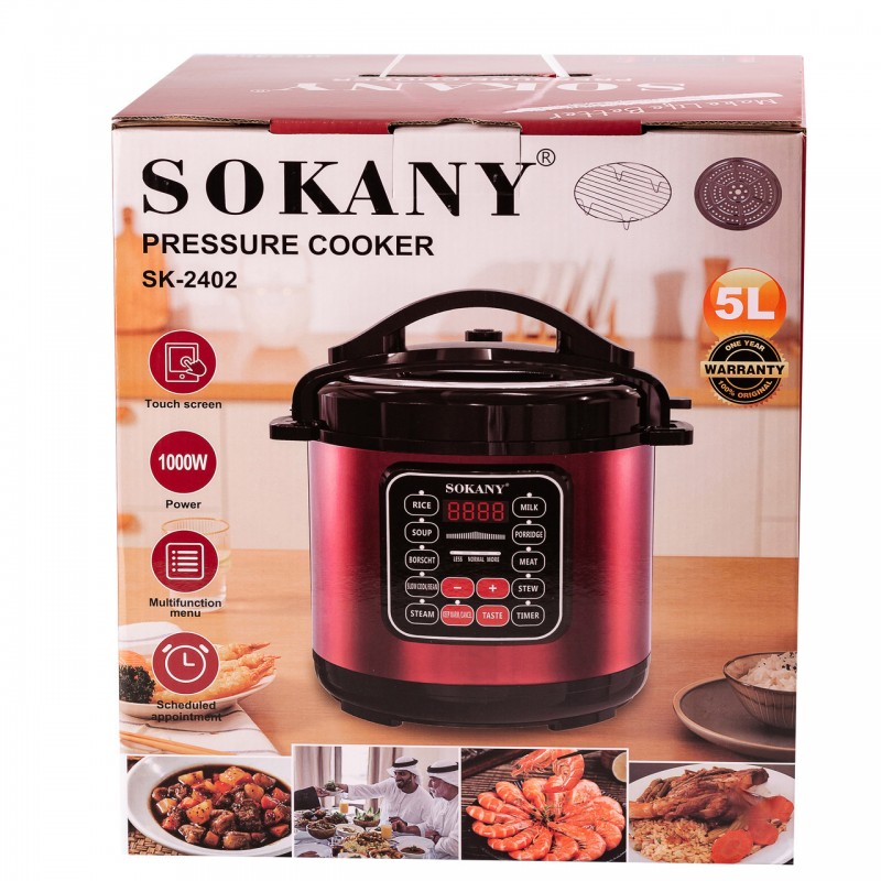 Мультиварка Sokany SK-2402-5L Pressure Cooker 1000W 5l мультиварки пароварки