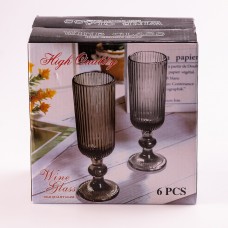 Келихи під шампанське високi келихи рифлені з товстого скла 6 штук Tea Color