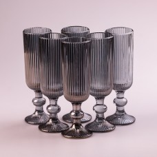 Келихи під шампанське високi келихи рифлені з товстого скла 6 штук Сірий