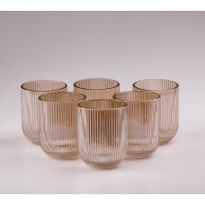 Склянка для напоїв фігурна прозора ребриста з товстого скла набір 6 шт Tea Color