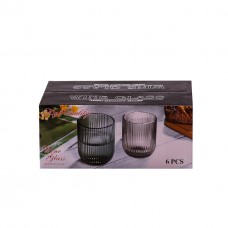 Склянка для напоїв фігурна прозора ребриста з товстого скла набір 6 шт Tea Color