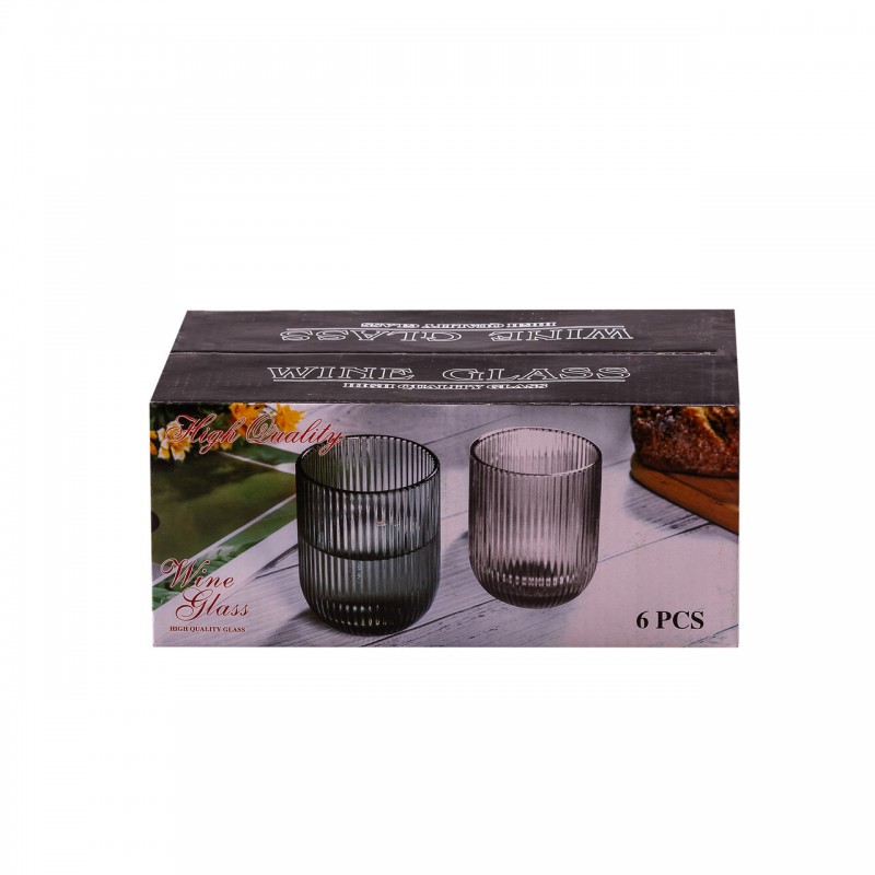 Склянка для напоїв фігурна прозора ребриста з товстого скла набір 6 шт Tea Color