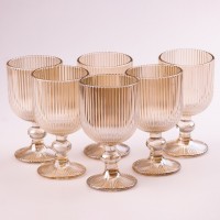 Винний келих рифлений фужери для вина келих на низькій ніжці 6 шт Tea Color