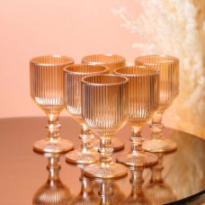 Винний келих рифлений фужери для вина келих на низькій ніжці 6 шт Tea Color