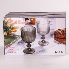 Винний келих рифлений фужери для вина келих на низькій ніжці 6 шт Tea Color
