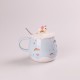 Чашка керамічна Rainbow Ceramic Mug 400ml Pink з кришкою і ложкою кухоль для чаю з кришкою Блакитний